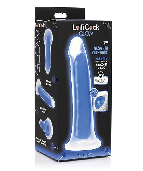 Curve Toys Lollicock 7" Glow In The Dark Silicone Dildo - Blue