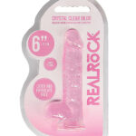 Shots RealRock Realistic Crystal Clear 6" Dildo w/Balls - Pink